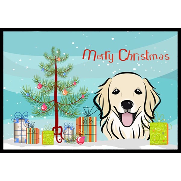 Carolines Treasures Christmas Tree and Golden Retriever Indoor or Outdoor Mat- 18 x 27 BB1577MAT - main